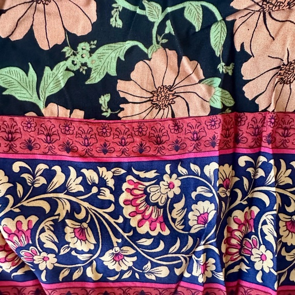 Bohemian Swing Dress with Floral Print With Border Hem and Sleeve - Picture 7 of 11